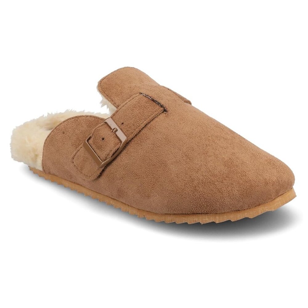 NiB Journee Women's Ardenn Slip On Buckle Slippers Brown Size L (9-10) $50 1C442